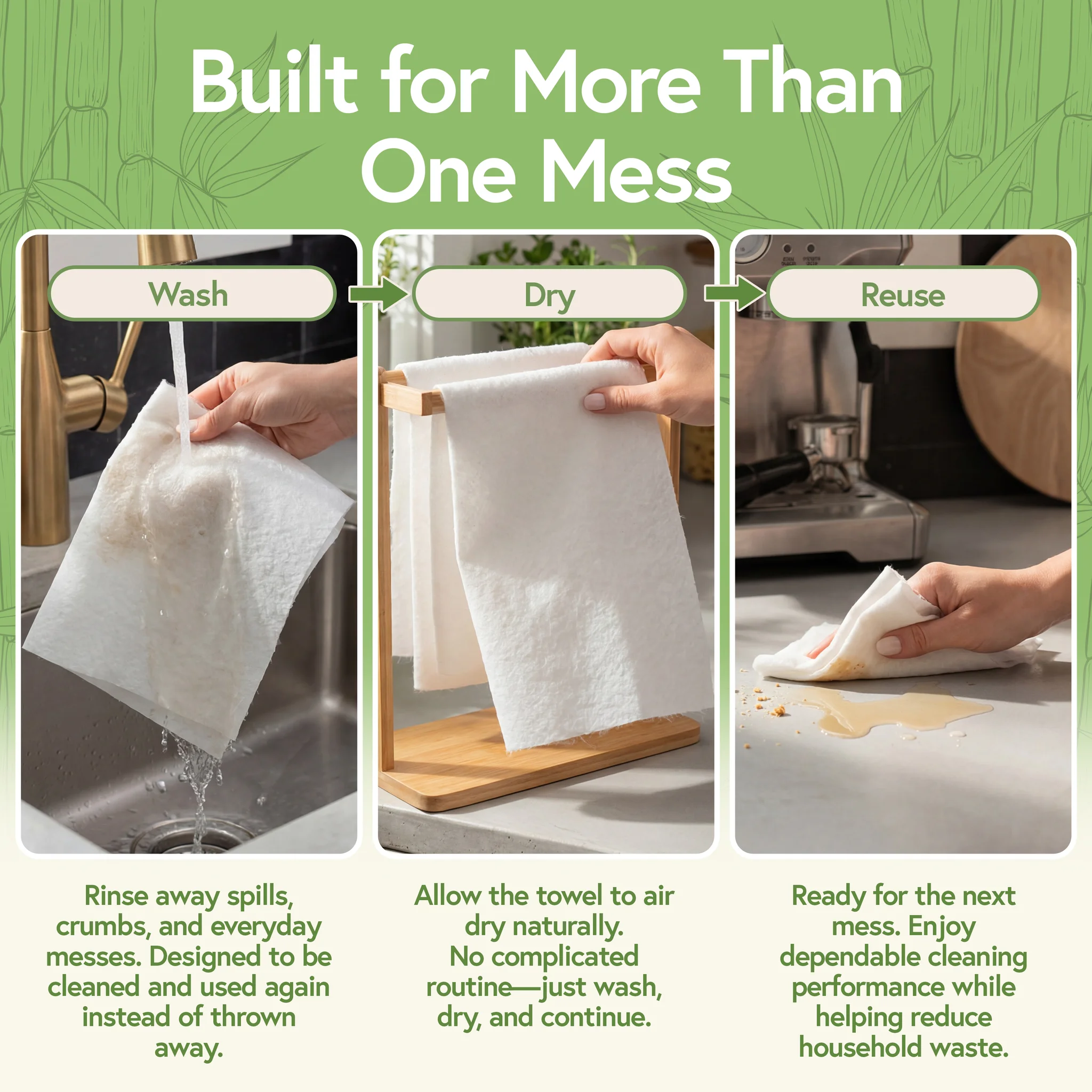Jenvita reusable towels — wash, dry, reuse