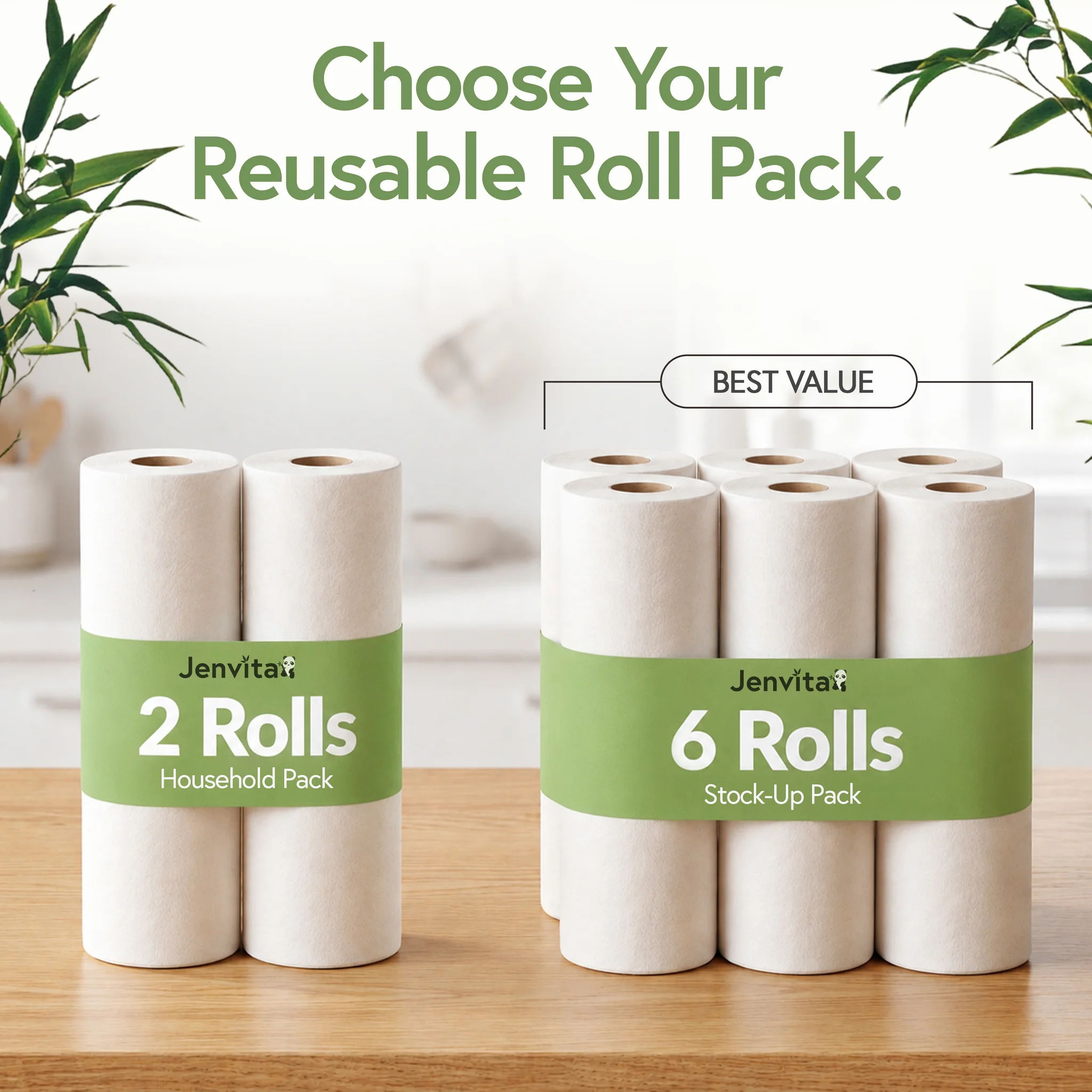 Jenvita reusable paper towel roll pack options
