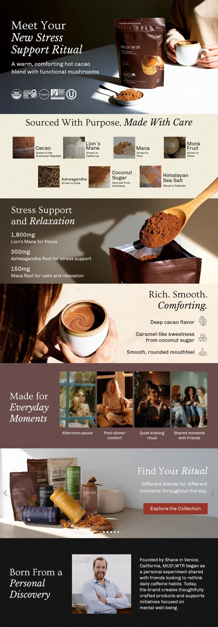 MUD\WTR Cacao A+ content full layout